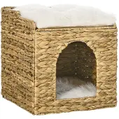 Aosom Maison pour chat en rotin avec coussin D30-678V00