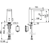 Hansa Hansastela Mitigeur de lavabo, sans contact, alimentation par pile 6V, saillie : 105 mm, 57162