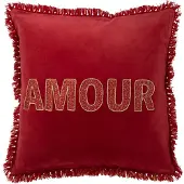 J-Line Coussin amour textile rouge/or