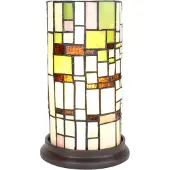 Clayre & Eef Lampe de table Tiffany Ø 15x26 cm Beige Vert Verre