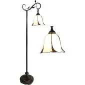 Clayre & Eef Lampadaire Tiffany 152 cm Blanc Marron Polyrésine