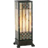 Clayre & Eef Lampe de table Tiffany 18x18x45 cm Beige Marron Verre