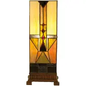Clayre & Eef Lampe de table Tiffany 18x18x45 cm Beige Marron Verre