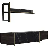 Skye Decor , Veyron - Black, Gold, Meubles TV, noir, plateau mélaminé, 180 x 32,3 x 45 cm