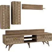 Skye Decor , Yakamoz - Walnut, meuble TV, noyer, 100 % PANNEAUX DE SPANCE REVÊTUES DE MÉLAMINE, 180 x 29,5 x 48,6 cm