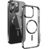 Swissten Clear Jelly Magstick Métallique pour iPhone 15 Plus Noir (Apple iPhone 15 Plus), Coque pour téléphone portable, Transparent, Noir