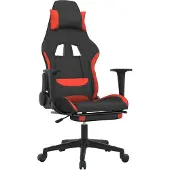 vidaXL Chaise de jeu avec repose-pieds Noir et rouge Tissu