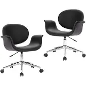 vidaXL Chaise de salle à manger 4 pcs. Pivotantes Noir Similicuir