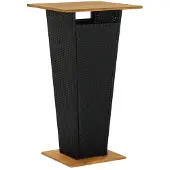 vidaXL Table de bar noire 60x60x110 cm Poly rotin et bois massif acacia