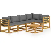vidaXL Ensemble de salon de jardin 6 pièces avec coussins en bois massif d'acacia