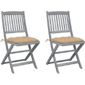 vidaXL Chaises de jardin pliantes 4 pièces avec coussins en bois massif d'acacia