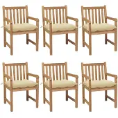 vidaXL Chaises de jardin 2 pcs. avec coussins blanc crème Teck massif