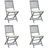 vidaXL Chaises de jardin pliantes 2 pcs. avec coussins en bois massif d'acacia