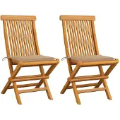 vidaXL Chaises de jardin avec coussin beige 2 pcs. Bois massif teck