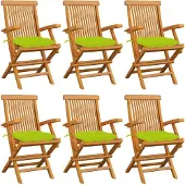 vidaXL Chaises de jardin avec coussins vert clair 2 pcs. Bois massif teck