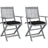 vidaXL Klappbare Gartenstühle 8 Stk. mit Kissen Massivholz Akazie