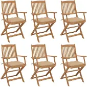 vidaXL Klappbare Gartenstühle 8 Stk. mit Kissen Massivholz Akazie