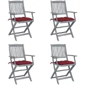 vidaXL Chaises de jardin pliantes 4 pièces avec coussins en bois massif d'acacia