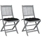 vidaXL Chaises de jardin pliantes 4 pièces avec coussins en bois massif d'acacia
