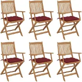 vidaXL Klappbare Gartenstühle 8 Stk. mit Kissen Massivholz Akazie