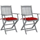 vidaXL Klappbare Gartenstühle 8 Stk. mit Kissen Massivholz Akazie