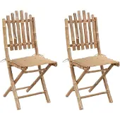 vidaXL Chaises de jardin pliantes 2 pcs. avec coussins bambou
