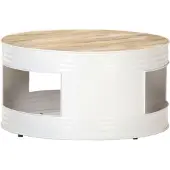 vidaXL Table basse blanche 68x68x36 cm en bois massif de manguier