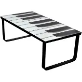 vidaXL Table basse avec plateau en verre Impression piano