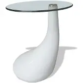 vidaXL Table basse avec plateau rond en verre blanc brillant