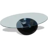 vidaXL Table basse avec plateau en verre ovale noir brillant
