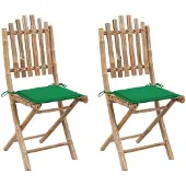 vidaXL Chaises de jardin pliantes 2 pcs. avec coussin bambou