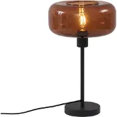 QAZQA Lampe de table rétro noire avec verre bronze - Bizle