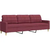 vidaXL Canapé 3 places vin rouge 210 cm Tissu