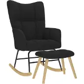 vidaXL Chaise à bascule avec repose-pied Noir Tissu