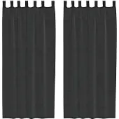 vidaXL Voile Rideaux avec patte 2 pcs. noir
