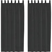 vidaXL Voile Rideaux avec patte 2 pcs. noir