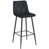 Leobert Tabouret De Bar - - Nado - Velours Noir/Pieds Noirs