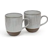 Bredemeijer 1x2 Mugs Ingo 450ml Tassen Steingut weisse Str.147081, Tasse, Gris