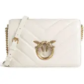 Pinko Cuir sac à épaule bandoulière sac à épaule Love Click Classic Sheep Nappa Big Chevron White - Antique Gold écru