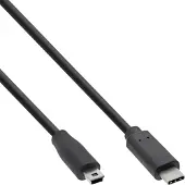 InLine 35753 Câble USB 2.0, type C prise à mini B prise (5 broches), noir, 3m