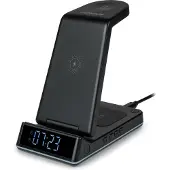 Thomson , station de charge 4 en 1 + réveil pour Apple, personnalisable, noir
