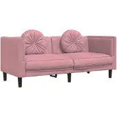 vidaXL Canapé 2 places avec coussins rose velours