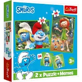 Trefl Puzzle 2en1+ mémos Jeux amusants Schtroumpfs 93656
