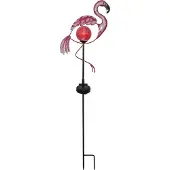 Star Trading Fiche de jardin solaire LED Flamingo - LED rouge dans une boule de verre - H : 80cm - détecteur de crépuscule - rose