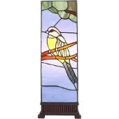 Clayre & Eef Tiffany lampe de table 18x18x48 cm bleu verre oiseau