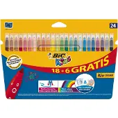 BIC Box Of 24 Kids Super Washing Multicolore Enfants