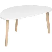 Beliani Table basse blanche Plateau en MDF Pieds en bois de pin Forme irrégulière Petit salon de style scandinave