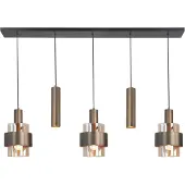 Highlight Suspension 5 lumières Marrone noir avec bronze cuivré