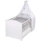 Roba set de lit complet 'Little Stars', blanc, 79x153cm incl. literie, ciel de lit, nid, matelas