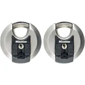 Master Lock Lot de 2 Cadenas à disque - - M40EURT - Acier inoxydable - 70 mm